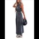 thumbnail image 3 of Vestido Camisero Vaquero Informal de Verano para Mujer, Sin Mangas, con Solapa, Botones y Cinturón, . Negro M, 3 of 9