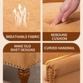 thumbnail image 2 of Brown Chenille Accent Chair - Living Room Armchair with Nailhead Trim, Wood Legs, 300lb Capacity. Comfortable Single Couch for Bedroom, American Design., 2 of 22