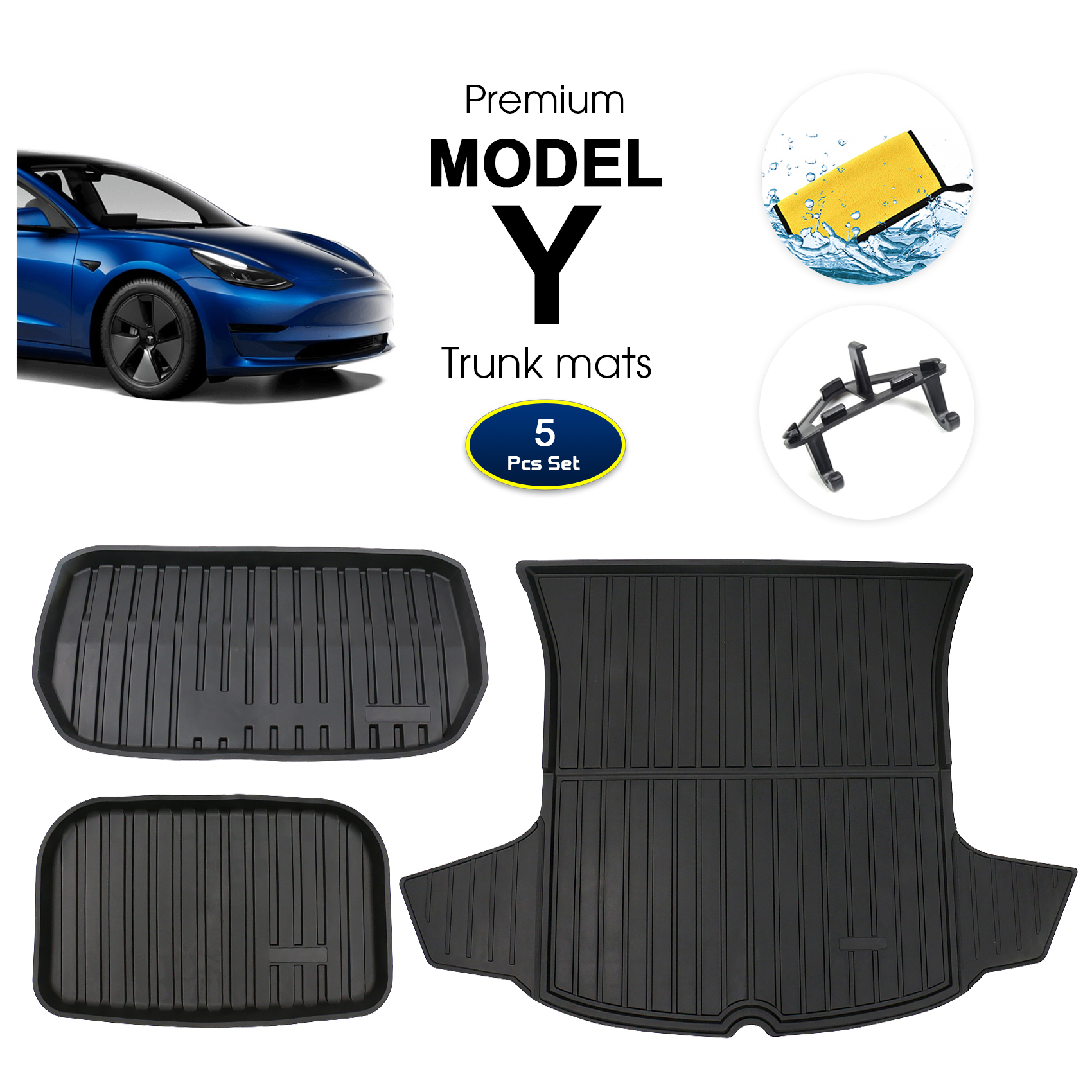TBQQ Trunk Mats for Tesla Model Y, Set of 5