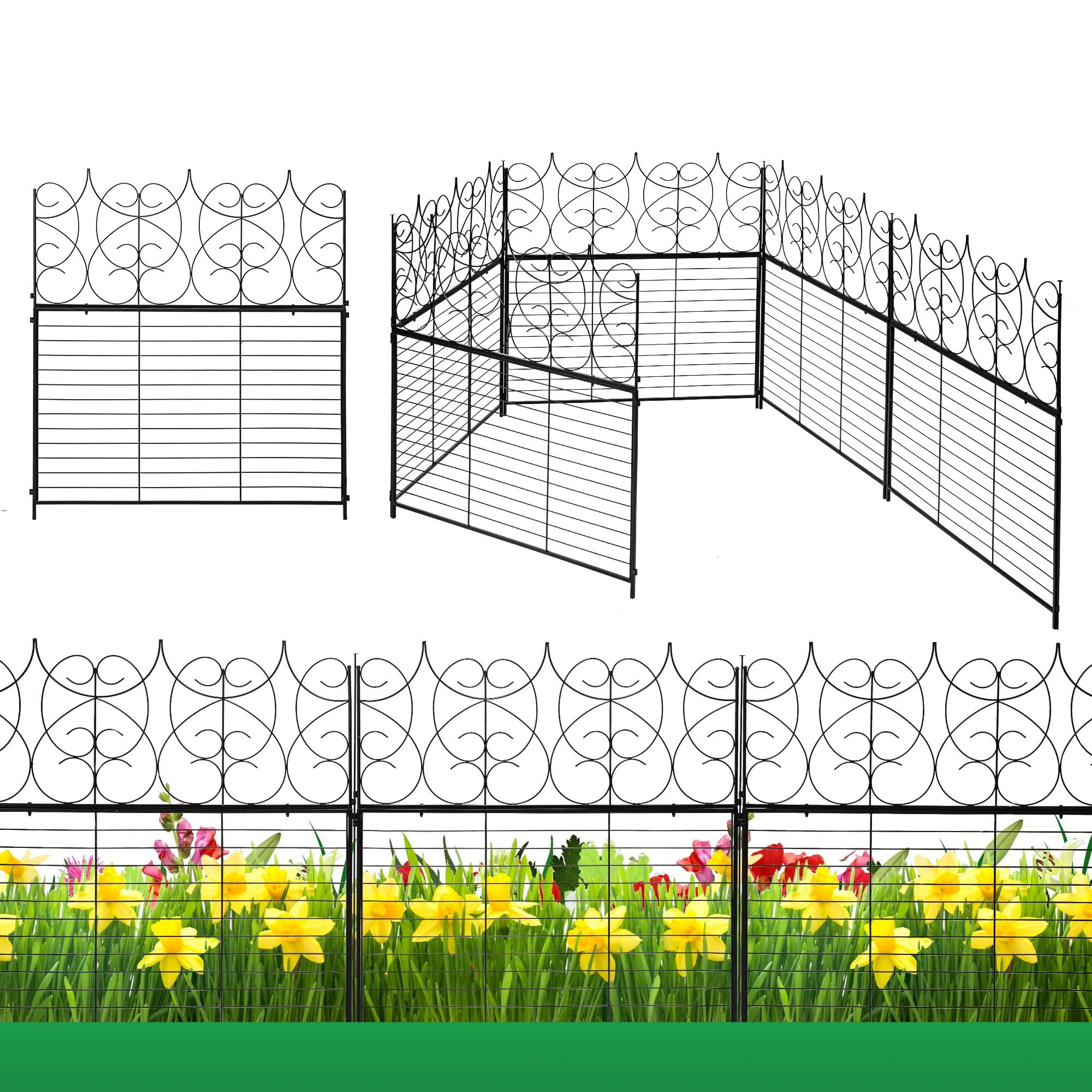 Litake 5 Pack Decorative Garden Fence Outdoor 35.9”(L)X39.8”(H) Metal ...