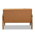 thumbnail image 5 of Baxton Studio Sorrento Mid-Century Modern Tan Faux Leather Upholstered and Walnut Brown Finished Wood Loveseat, 5 of 9
