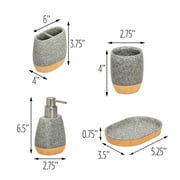 Honey-Can-Do Plastic 4-Piece Bathroom Accessory Set, Gray/Natural