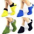 thumbnail image 4 of 1 Pair Men Women Cotton Sports Running Five Finger Toe Socks Casual Solid Sock 38-43 Outdoor Comfortable Socks, 4 of 5