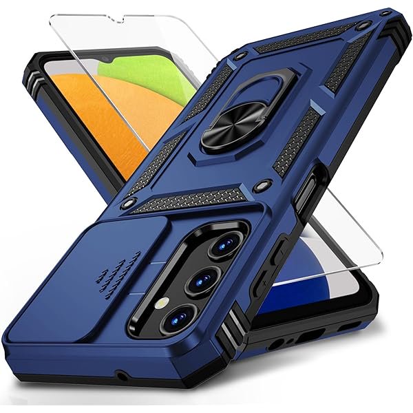 wonima11 Vinve for Samsung Galaxy A13 5G Case, Galaxy A13 5G Phone Case,Slide Camera Cover HD Screen Protector Military Grade Magnetic Ring Holder Shockproof Kickstand Protective Case, Navy Blue