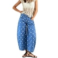 thumbnail image 2 of Polka Dot Pants for Women Boyfriend Y2k Baggy Barrel Denim Pants | Summer Fall Outfits Fashion Boho Cotton Mid Rise Wide Leg Baggy Jeans M, 2 of 6