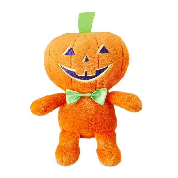 Vibrant Life Halloween Plush Dog Toy with Squeaker, Pumpkin Boy, Orange, 6"