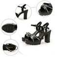 thumbnail image 4 of Mepaouo Wide Width Heels for Women Block Platform High Heeled Sandals Open Toe Dress Shoes Black 6.5, 4 of 7