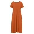 thumbnail image 4 of Women's Short Sleeve Dresses Loose Solid Color Crewneck Kaftan Maxi Dress Summer Short Sleeve Casual Pockets Sundress, 4 of 5