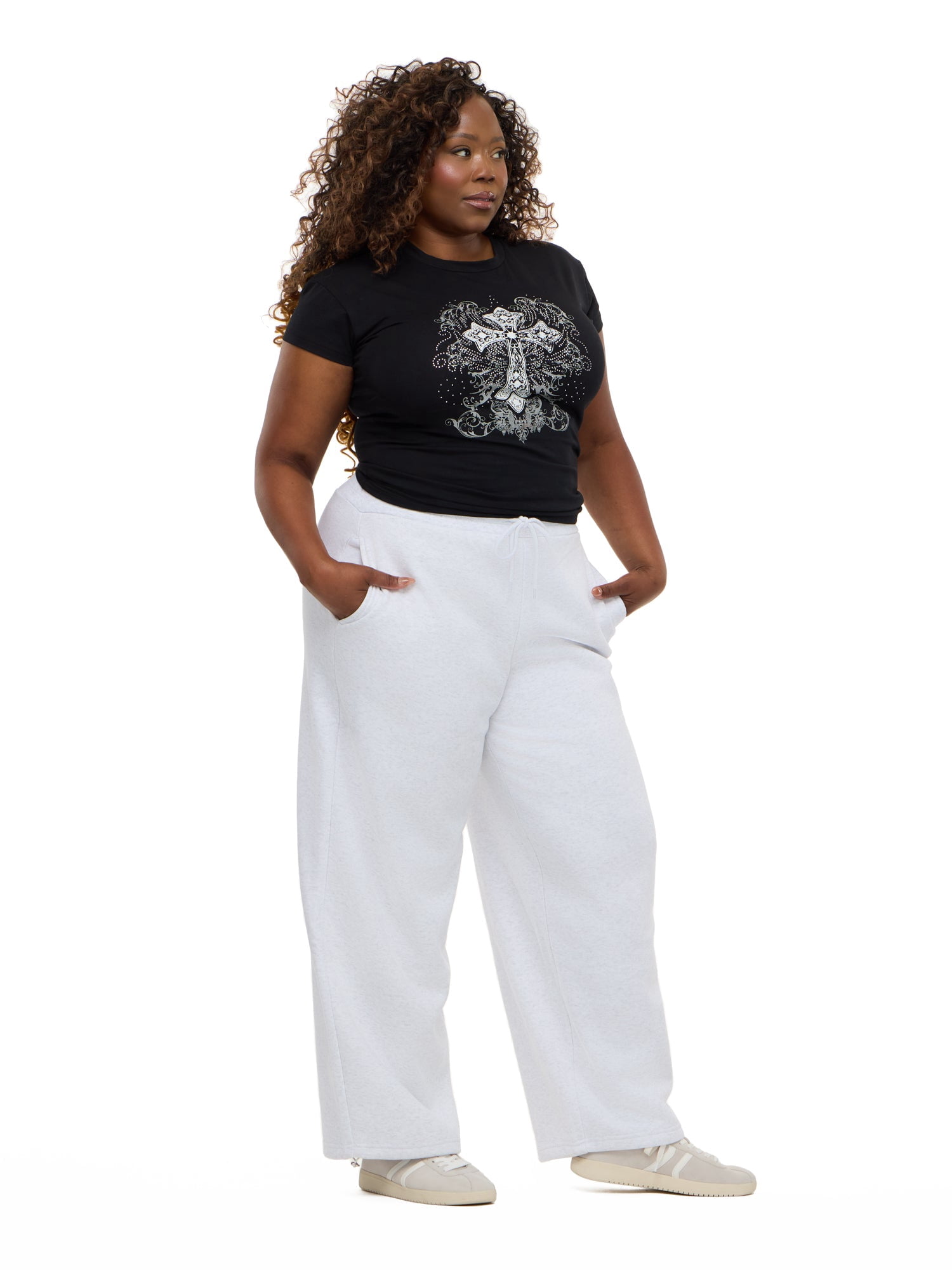 Forever 21 Women's Barrel Leg Joggers with Drawstring Waist and Bungee Hem, Fleece Balloon Pants with Side Pockets, Grey, XXS-4X