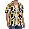 thumbnail image 2 of Goofa Cute Cow Print Sunflower B Printed Men's Casual Short-sleeved Shirt,Lightweight Breathable Button-down,Summer Casual men's top,Versatile Fashion shirt-4X-Large, 2 of 7