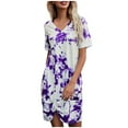 thumbnail image 2 of ZHUGeLI Summer Dresses for Women Fashion Women Summer Short Sleeve Sexy Casual Round Neck Dress Comfort Loose Home Furnishings Color V-neck Kink Versatile Slim Ruffle Swing Beach Long Midi Dress, 2 of 4
