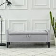 thumbnail image 6 of 45 Inch Velvet Storage Ottoman , Upholstered End of Bed , Modern Tufted Entryway Storage  with Arms, Grey, 6 of 8