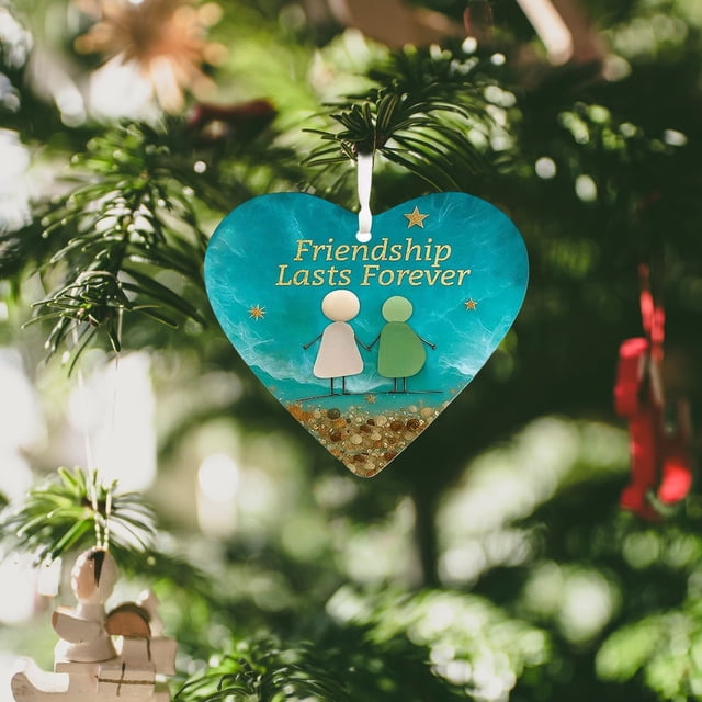 Heart-shaped Sea Glass Friendship Decoration Handmade Sea Glass Ornaments Eternal Friendship Heart Souvenir