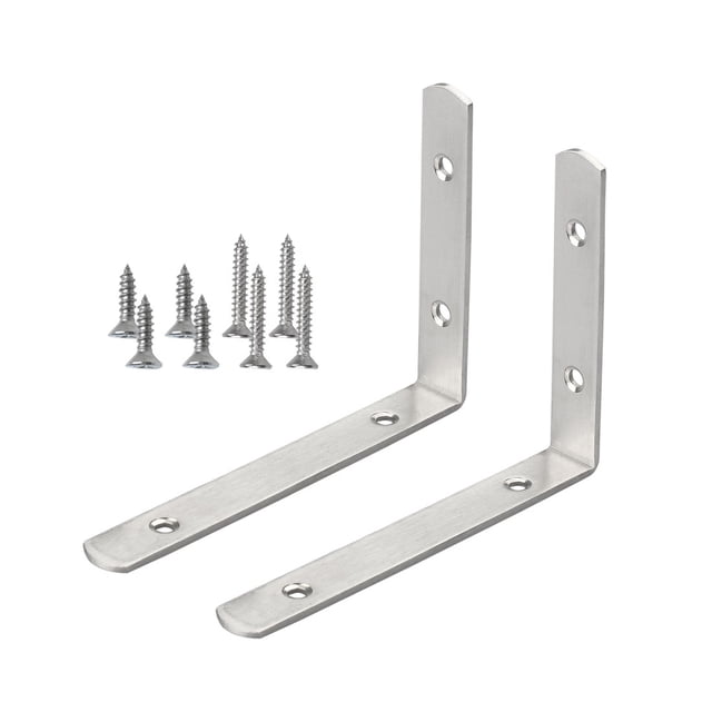 Uxcell Unique Bargains 5.91''x 4.33'' Soportes en Ángulo en Forma de L de Acero Inoxidable con Tornillos, 2 piezas