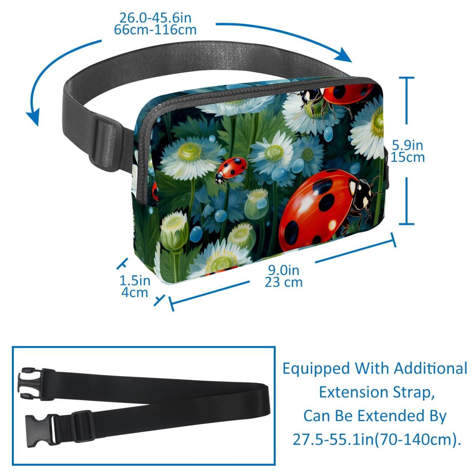 Seven-star ladybug Lightweight Adjustable Running Belt with Extension Strap for Unisex - Sling Bag, Fanny Bag, Cross Body Bag