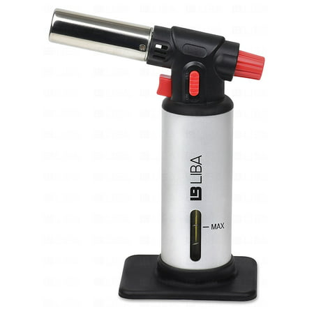 LiBa Professional Chefs Culinary Torch Kitchen Food Cooking Blow Torch Butane Brazing Silver Creme
