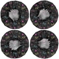 thumbnail image 2 of Shower Caps,Neon Controllers Games Icons Black Pattern Waterproof Shower Cap for Women 4 Pieces,Double Reusable Hair Cover for Shower PEVA Elastic Stretch Hem, 2 of 7