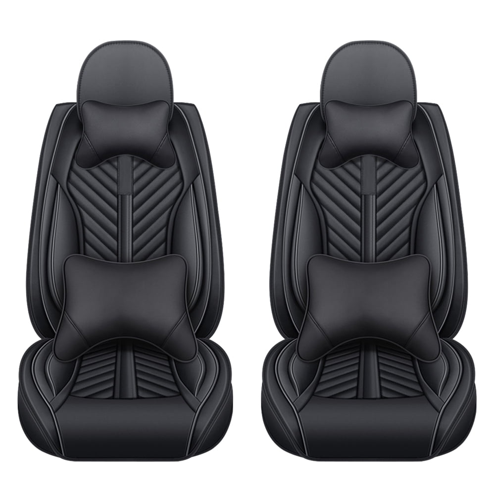 Tuqiang Car Seat Covers Universal 5-Seat Covers Front & Rear Full Set Faux Leather Seat Cushion Protector Waterproof with Pollow and Headrest Black