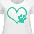 thumbnail image 4 of Inktastic Teal Heart with Paw Print Women's Plus Size T-Shirt, 4 of 5