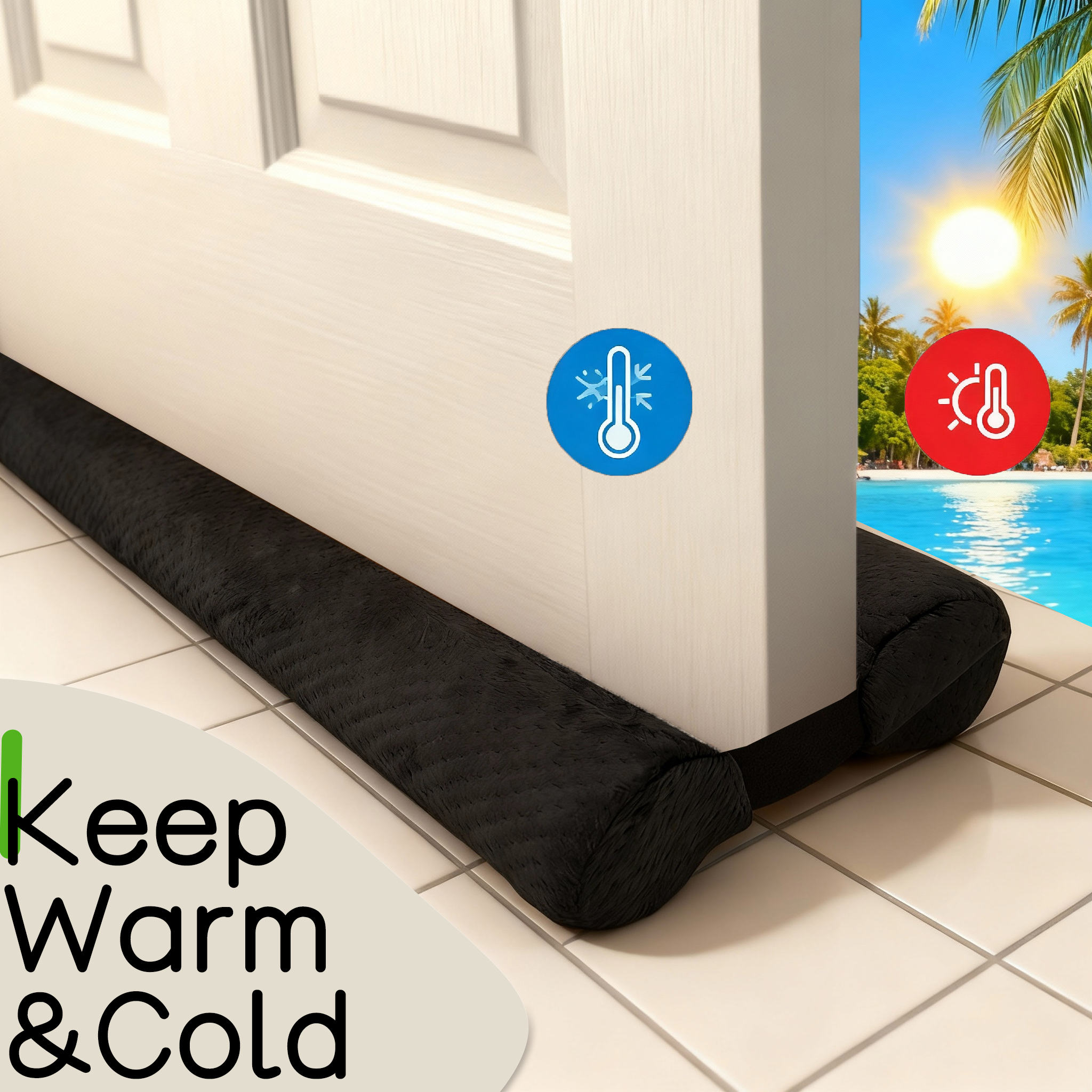 Door Draft Stopper for Bottom of Door, Under Door Gap Filler for Big Gap, No Folding Required, Flexible Installation Door Sweep soundproofing Strip for Home & Apartment, 30-36in