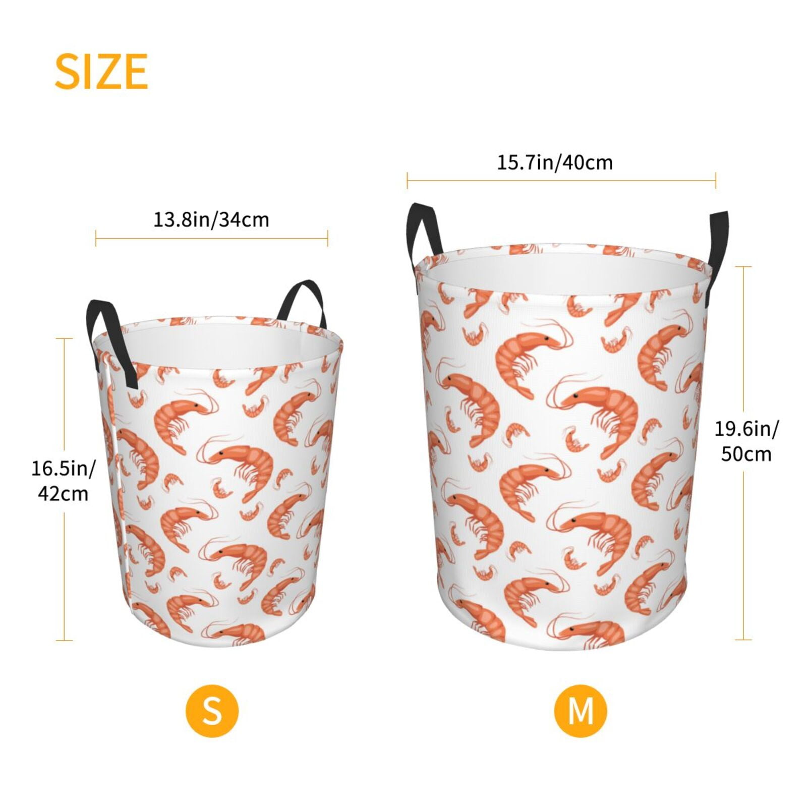Large Laundry Basket with Handles - Shrimp No.9046 Kids Baby Dirty Clothes Laundry Hamper for Bedroom Aesthetic