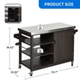 thumbnail image 4 of Uforic Outdoor Grill Table Solid Wood Storage Cabinet, Rolling Kitchen Island, Movable Bar Cart with Stainless Steel Top - Brown, 4 of 10