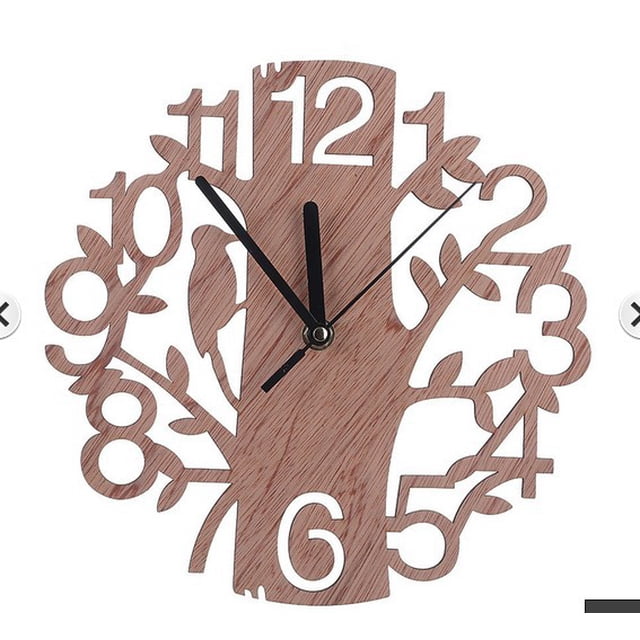Reloj de pared de madera con forma de árbol de la vida, 30 x 30 cm, silencioso, no hace tictac