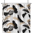 thumbnail image 3 of Black Leaves Shower Curtain Bohemian Style Shower Curtain for Bathroom Tropical Leaves Boho Floral Shower Curtains Bathtub Living Room Decor Bathroom Decorations with Hooks 72x72 Inches, 3 of 6