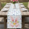 Easter Table Runner 72 Inches, Spring Rabbits Ears Feet Floral Blue ...