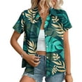thumbnail image 2 of Hawaiian Shirts for Women Basic Collared Tee Shirt Coconut Palm Hawaii Style Tunic Blouses Button Down Short Sleeve Blouses Summer Beach Shirt Tropical Shirts Loose Flowy Cardigan, 2 of 6