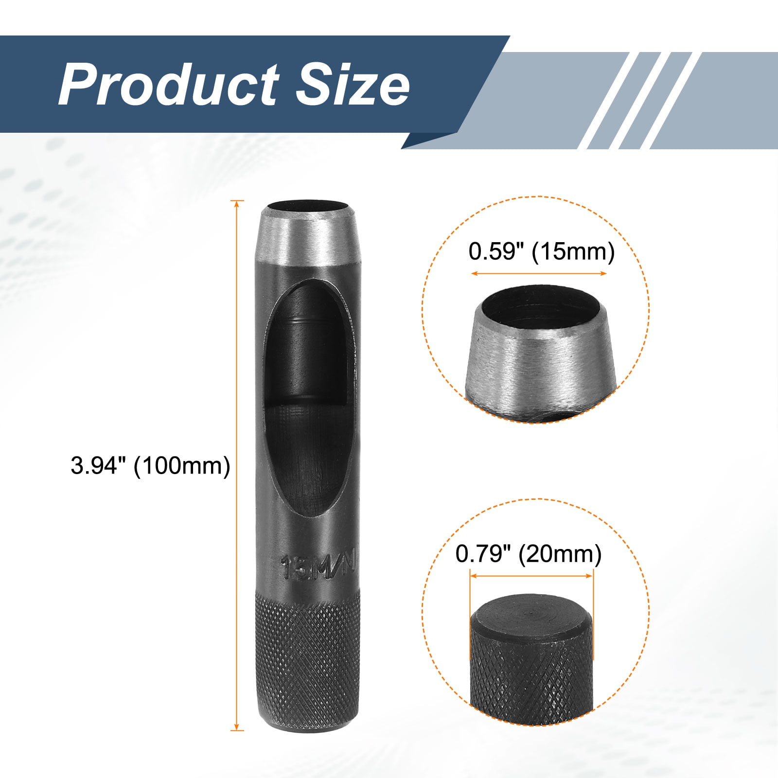 Uxcell 2pcs Leather Hole Punch 15mm Hollow Round Hole Puncher Cutter Carbon Steel Tool for Watch Cloth Belt Gaskets DIY Leather Craft Repair, Black
