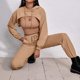 thumbnail image 1 of Chaleco Sudaderas con capucha y chaleco y pantalón con cordón para mujer Ropa deportiva con capucha de ocio de color sólido Cgtredaw Caqui L para Mujer, 1 of 8
