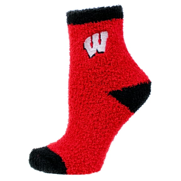 Wisconsin Badgers Solid Fuzzy Sock - Donegal Bay - Unisex - One Size - Ankle