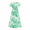 thumbnail image 4 of Robe Maxi pour Fille avec Poches Été Longueur au Sol Florale à Manches Courtes, 4 of 9