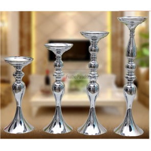 Community Silver Flower - Wedding Flower Floral Stand /Pillar Candle Holder Feather Ball Centerpiece Stand Reversible - Silver 13 inch New!!!