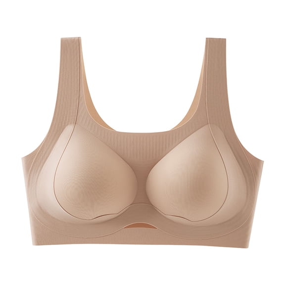 IFNWSV Plus Size Wireless Bras for Women Solid Color Breathable Push Up Daily Wear Smooth Support Bra Khaki 48D