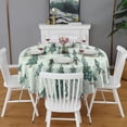 thumbnail image 2 of Light Green Christmas Tree Pattern Round Tablecloth 60"x60",Wrinkle Wipeable Table Cloth for Kitchen Dining Room Picnic Patio Party, 2 of 6