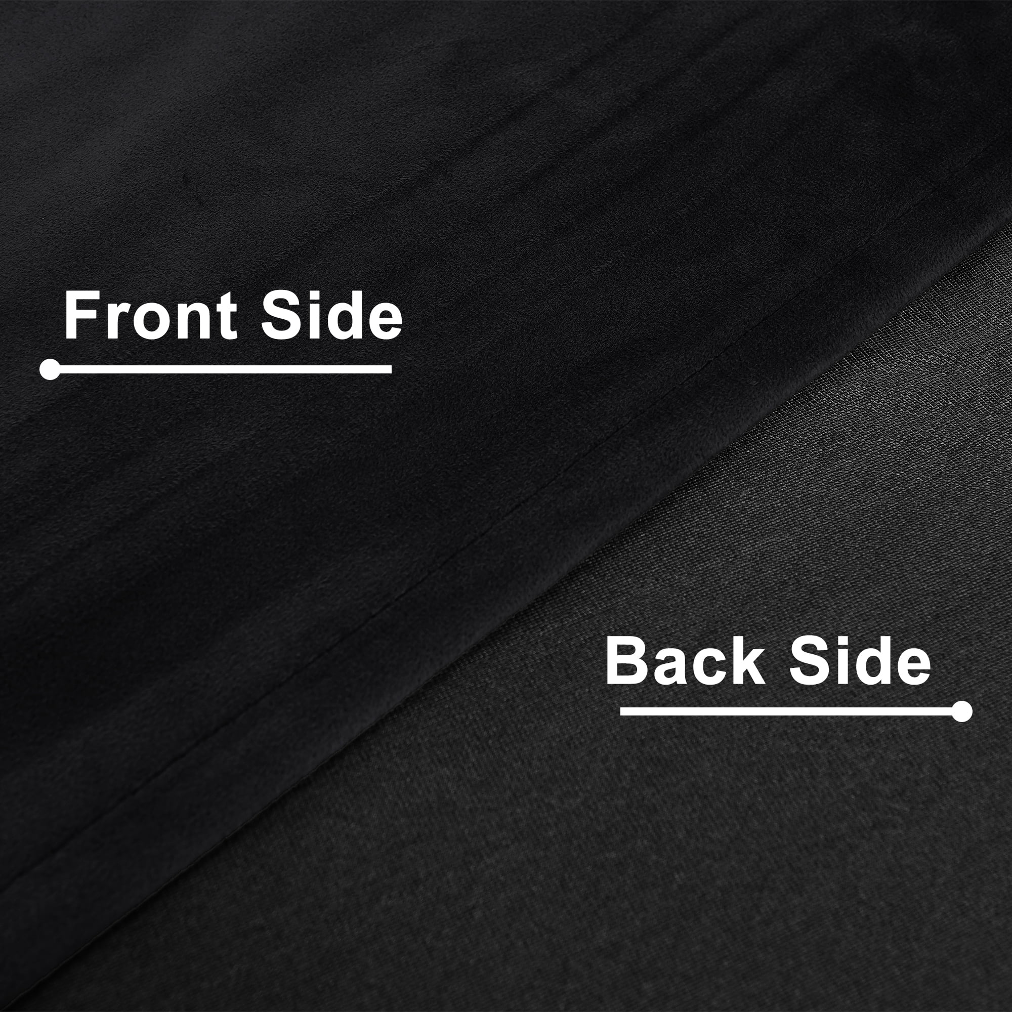 XWZO Velvet Blackout Curtains 108 Inches Long - Extra Long Room Darkening Thermal Insulating Grommet Window Curtain Drapes for Parlor/Gallery/Dining with Tiebacks, Black, W52 x L108, Set of 2