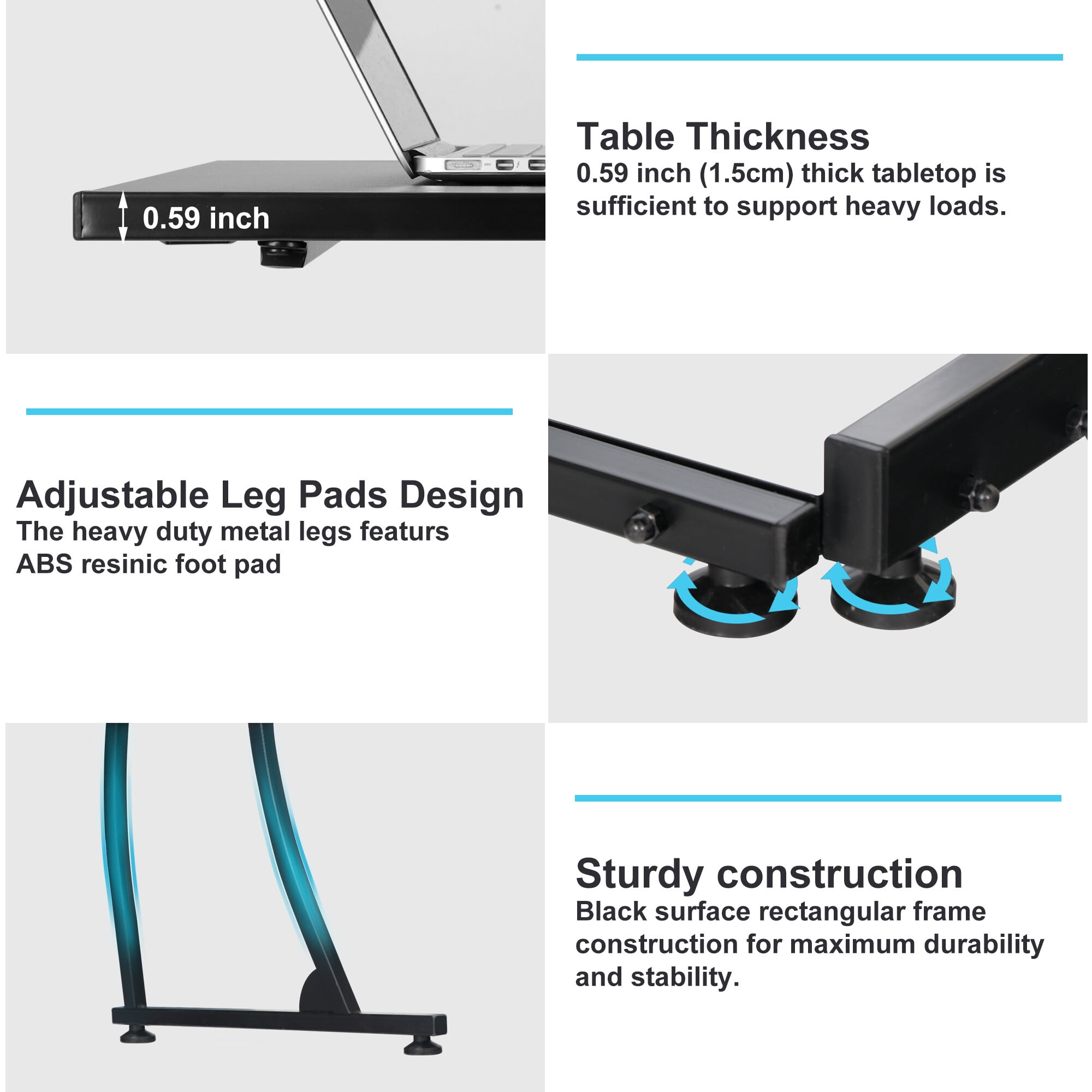 SuperDeal 58" L-Shaped Computer Desk Two-Way Setup Corner Table Black Powder Coating