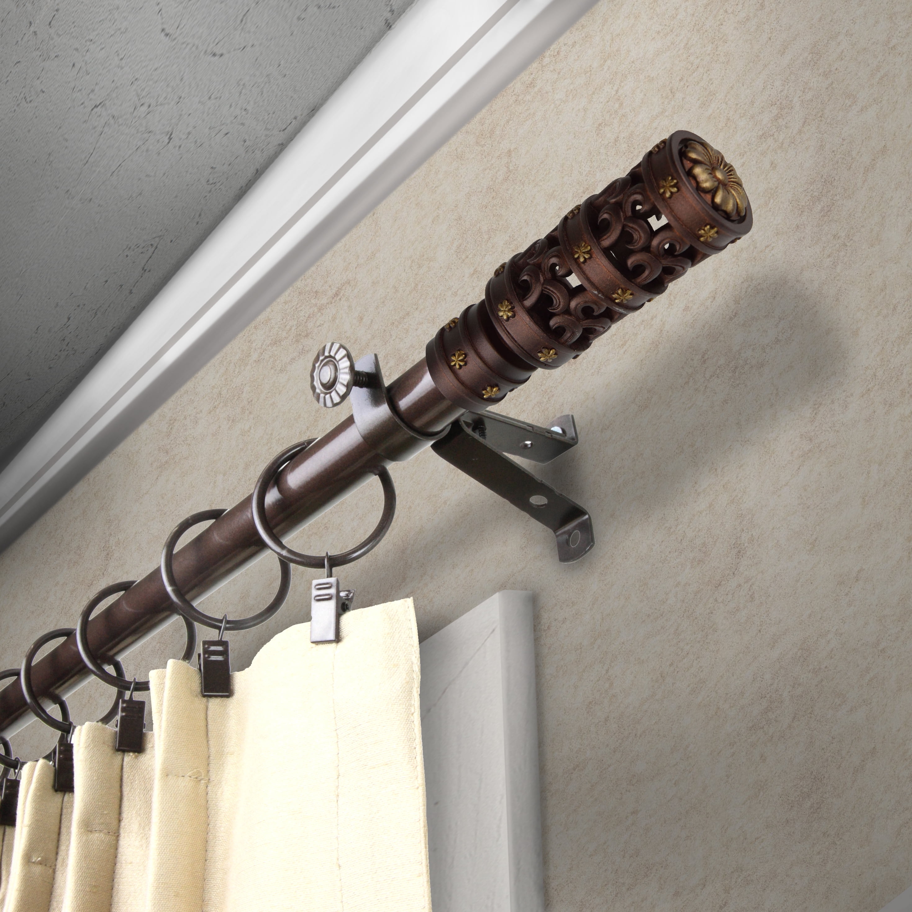 13/16" Dia Adjustable 66-120" Rocco Curtain Rod in Cocoa