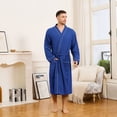 thumbnail image 4 of Vulcanodon Mens 100% Cotton Robe，Soft Lightweight Long Spa Bathrobe for Men (ROYAL BLUE, 3XL/4XL), 4 of 7