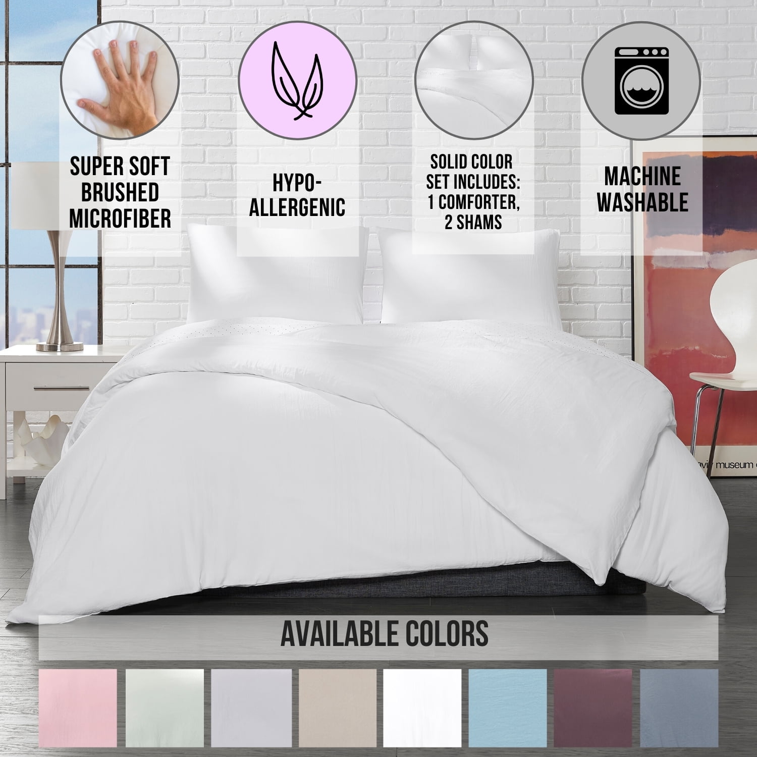 Microfiber 3Piece Duvet Cover Set & Microfiber DownAlternative