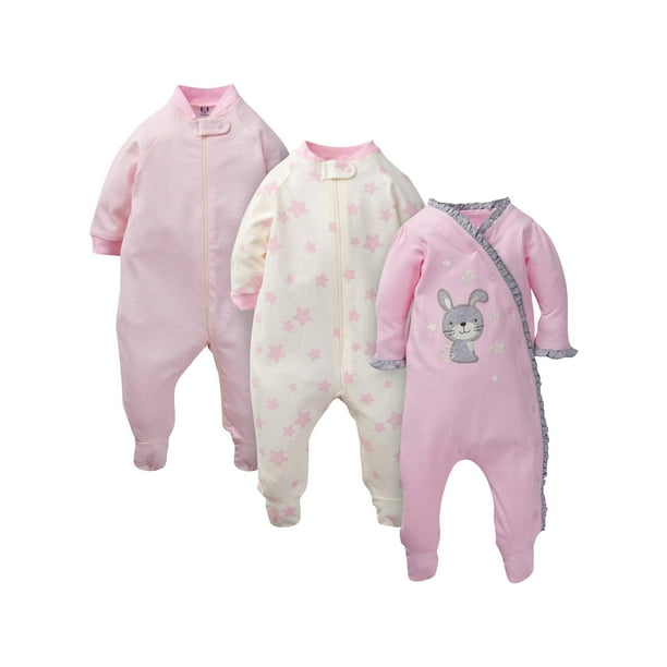 Gerber Gerber Baby Girl Organic Cotton ZipUp Sleep 'N Play Pajamas