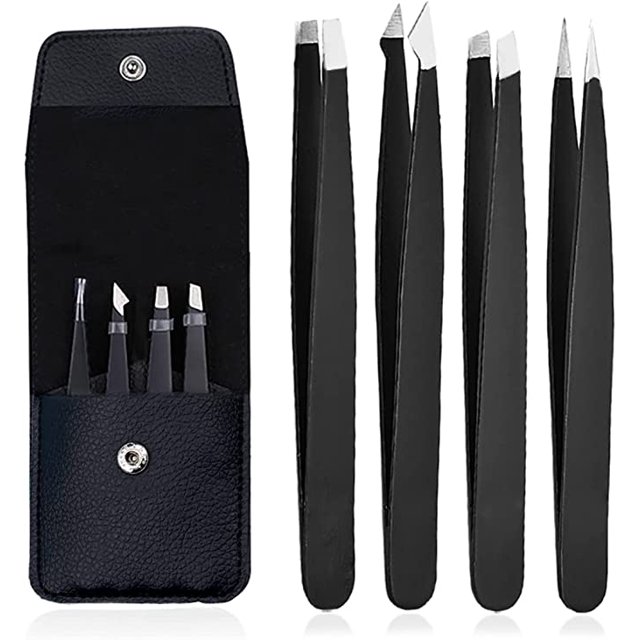Pinzas profesionales liwang Juego de 4 acero inoxidable negro