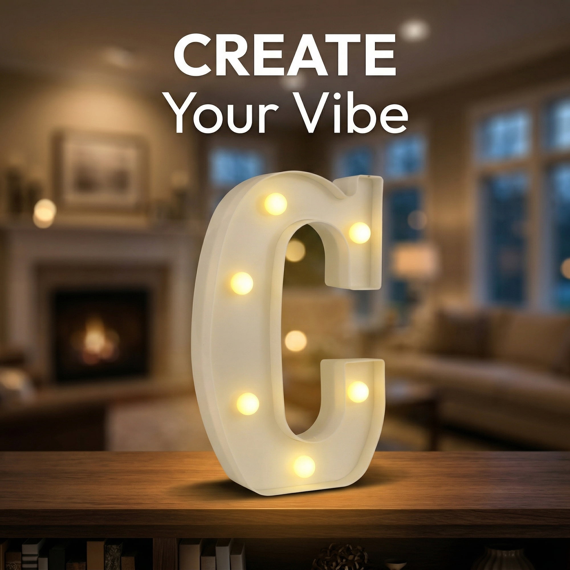 Unique Bargains Marquee Letters With Lights LED Light Up Signs Letter C 6.5"L x 1.5"W x 8.5"H