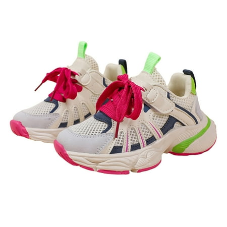 Siilsaa Big Kids Shoes Girls Princess Soft-Bottomed Running Anti Slip Sneakers Memory Foam Fashion Shoes Pink 33