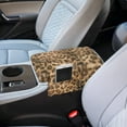 thumbnail image 3 of Renewold Brown Cheetah Print Car Center Console Cover Universal Armrest Box Protector Scratch Resistant Wear-Resistant Arm Rest Cover Pad with Pockets Storage Bag Vehicle Accessories, 3 of 9