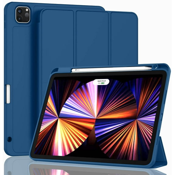 New iPad Pro 11 Inch Cover 2021(3rd Gen)/2020(2nd Gen) with Pencil Holder, Smart iPad Cover [Support Touch ID & Auto Wake/Sleep]