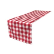 LA Linen Polyester Gingham Checkered 14 by 108-Inch Table Runner, Pink and White