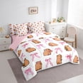 thumbnail image 2 of Erosebridal Kawaii Capybara Bedding Comforter Set 7-Piece For Children Boys Girls,Cute Ribbon Bow Donuts King Bedding Sets For Kids,Pink Reversible, 2 of 6